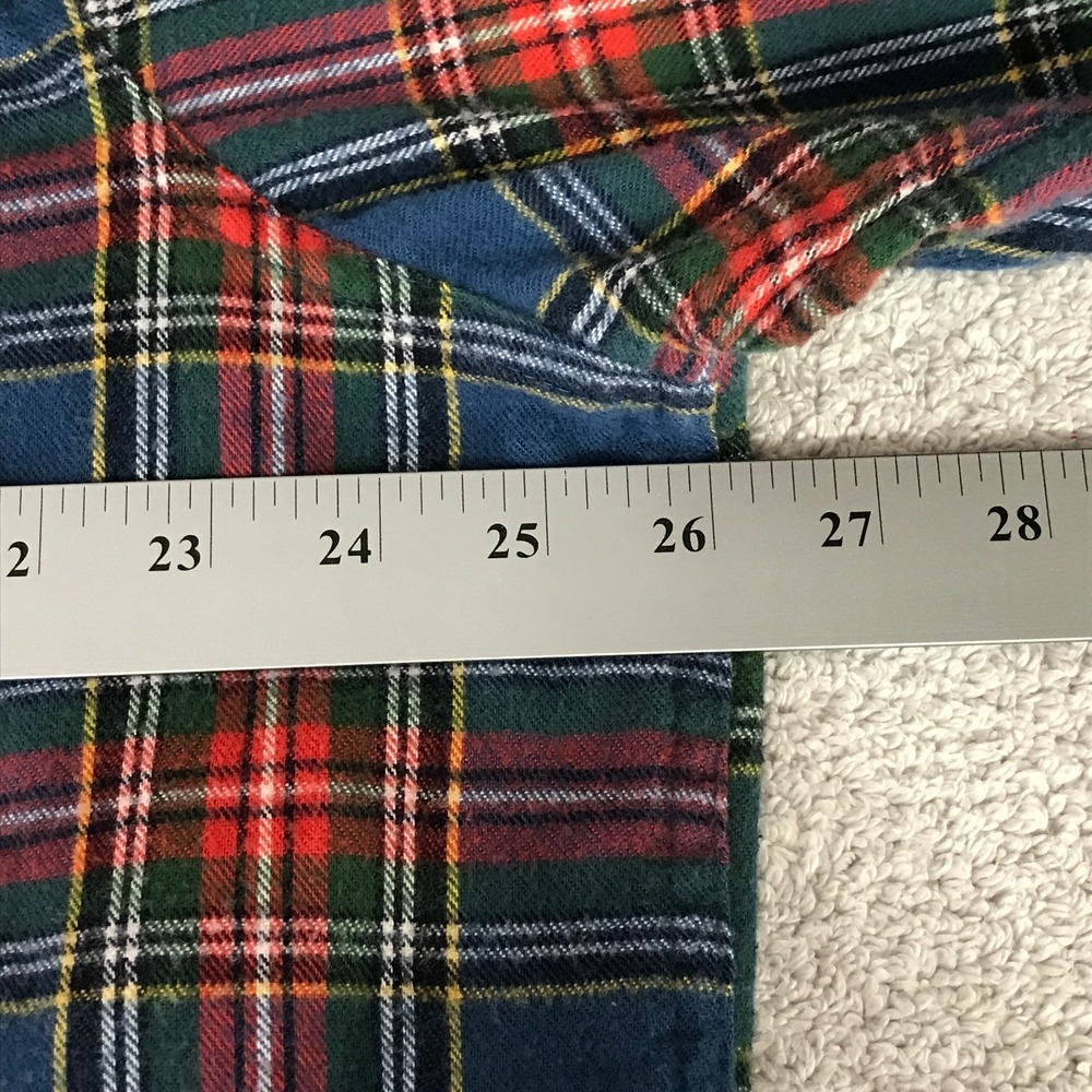 LL Bean Mens XL Scotch Plaid Flannel Shirt Traditional Fit Blue Red Cotton 22806 - Picture 10 of 12
